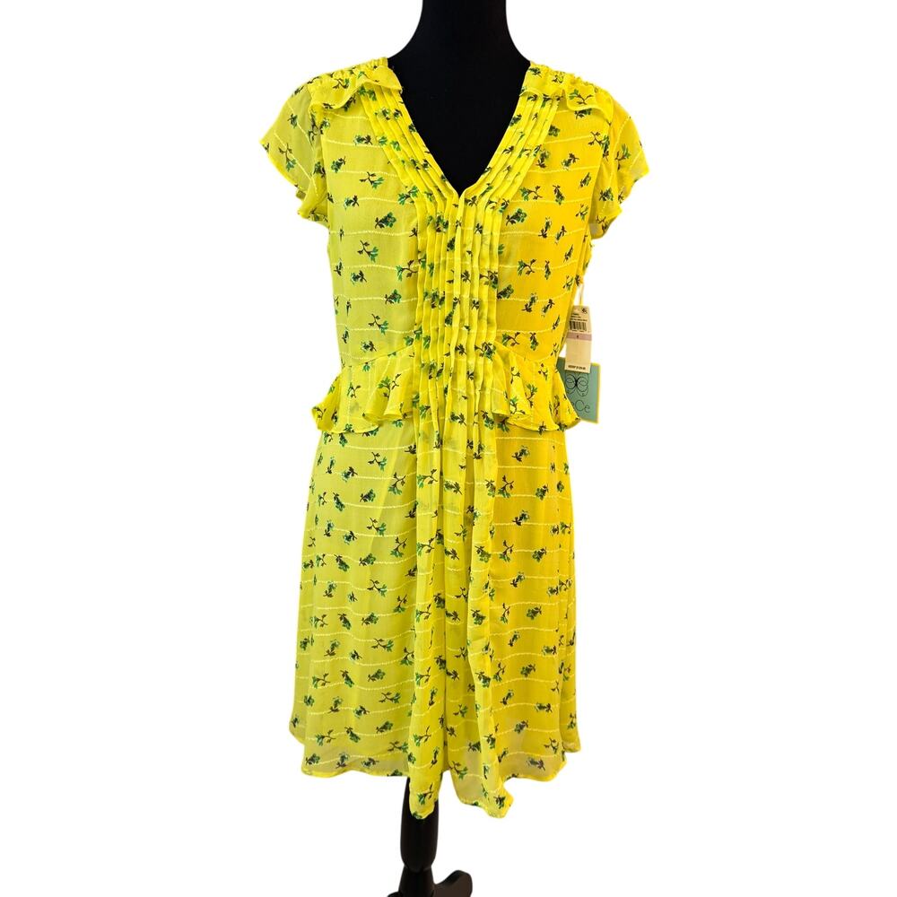 NEW CECE Women's Lemon Drop Floral Print Ruffle Mini Dress Size US 6